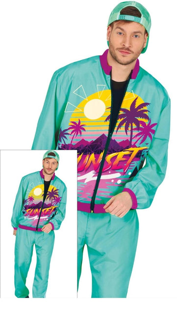 Jaren 90 Trainingspak Fout Turquoise Heren van Fiestas Guirca koop je bij Partywinkel