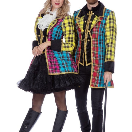Schotland Jas Geel Blauw Roze Dames Ruit van Wilbers & Wilbers koop je bij Partywinkel