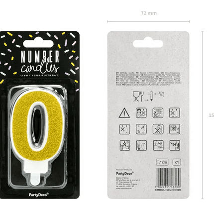 Kaars 0 Jaar Goud 7cm van Partydeco koop je bij Partywinkel