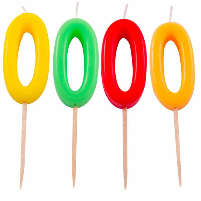 Kaars 0 Jaar Neon 8cm van Folat koop je bij Partywinkel