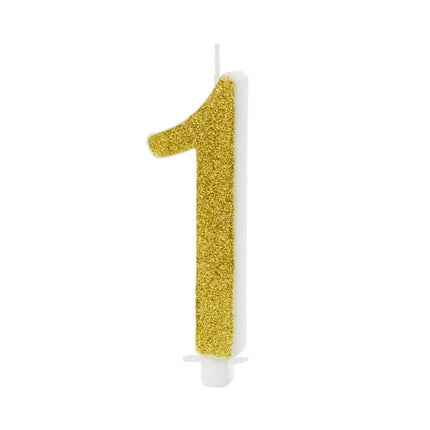 Kaars 1 Jaar Goud 10cm van Partydeco koop je bij Partywinkel