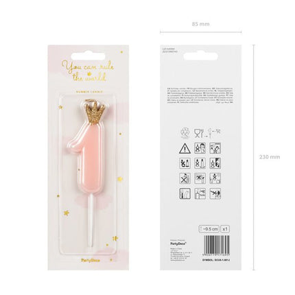 Kaars 1 Jaar Lichtroze 9,5cm van Partydeco koop je bij Partywinkel