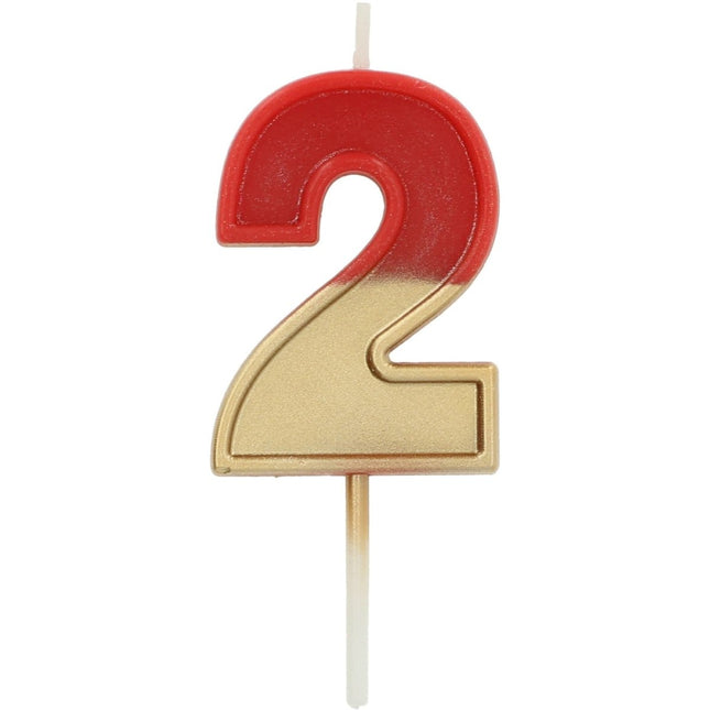 Kaars 2 Jaar Retro Rood 5cm van Folat koop je bij Partywinkel