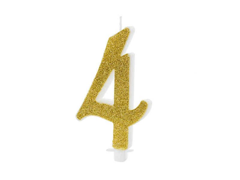 Kaars 4 Jaar Goud 10cm van Partydeco koop je bij Partywinkel