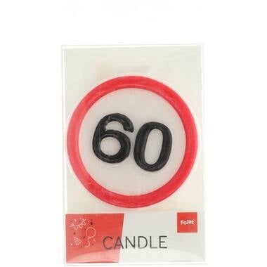 Kaars 60 Jaar Verkeersbord van Folat koop je bij Partywinkel
