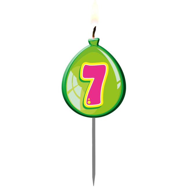 Kaars 7 Jaar Ballon 8cm van Folat koop je bij Partywinkel