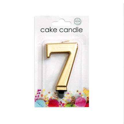 Kaars 7 Jaar Goud Metallic 8cm van WeFiesta koop je bij Partywinkel