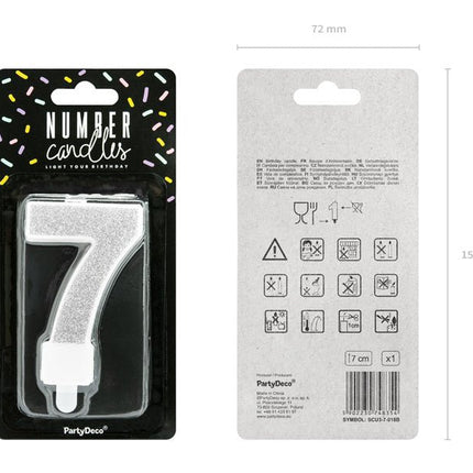 Kaars 7 Jaar Zilver 7cm van Partydeco koop je bij Partywinkel