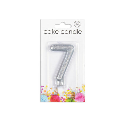 Kaars 7 Jaar Zilver Glitter 7cm van WeFiesta koop je bij Partywinkel
