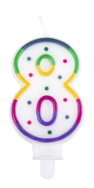 Kaars 8 Jaar 8cm van Boland koop je bij Partywinkel