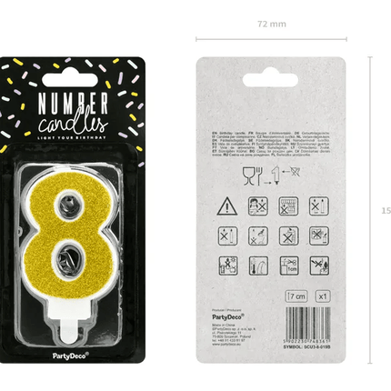 Kaars 8 Jaar Goud 7cm van Partydeco koop je bij Partywinkel