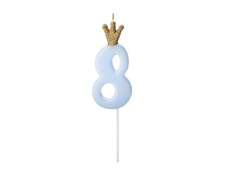 Kaars 8 Jaar Lichtblauw 9,5cm van Partydeco koop je bij Partywinkel