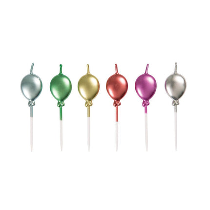 Kaars Ballonnen Metallic 6,4cm 6st van Unique koop je bij Partywinkel