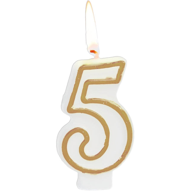 Kaars Simply Chique Gold Cijfer 5 van Folat koop je bij Partywinkel