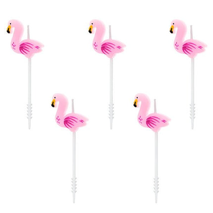 Kaarsen Flamingo 3cm 5st van Partydeco koop je bij Partywinkel