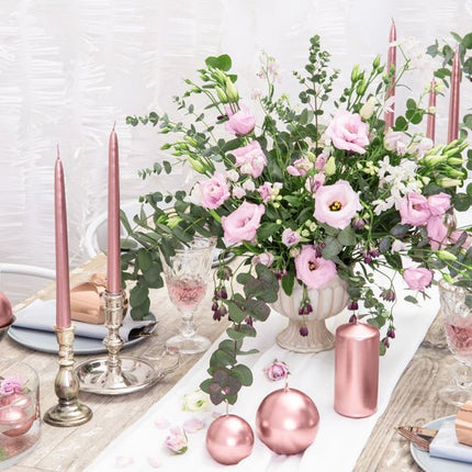 Kaarsen Rose Goud Metallic 24cm 10st van Partydeco koop je bij Partywinkel