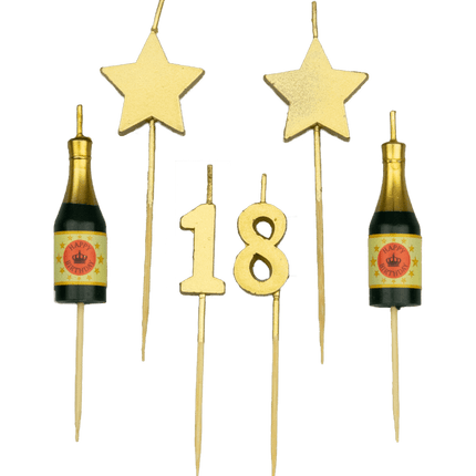 Kaarsjes 18 Jaar Champagne 17,5cm van Paper Dreams koop je bij Partywinkel