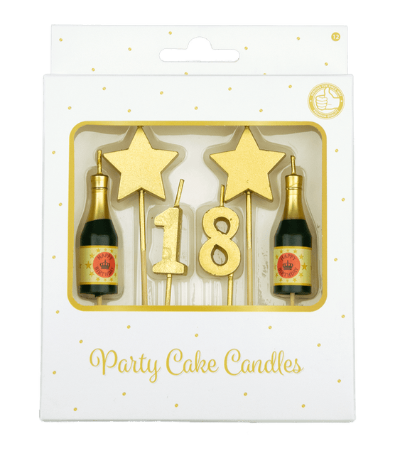 Kaarsjes 18 Jaar Champagne 17,5cm van Paper Dreams koop je bij Partywinkel