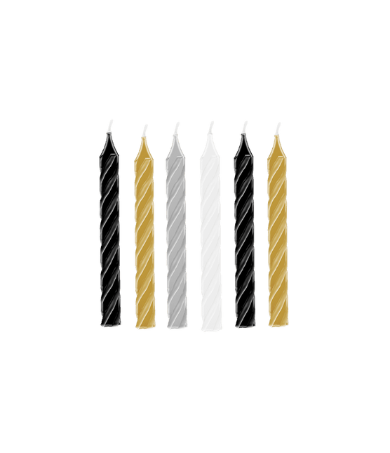 Kaarsjes Mix Goud Zilver Wit Zwart van Paper Dreams koop je bij Partywinkel