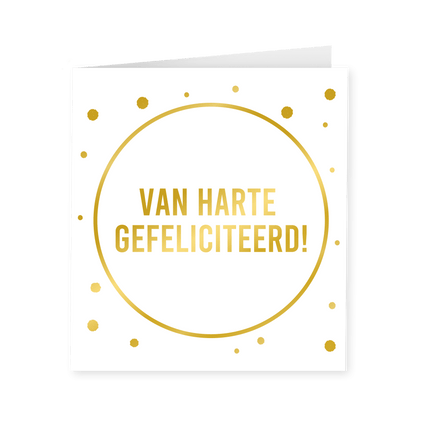 Kaart Van Harte Gefeliciteerd Goud Wit 15cm van Paper Dreams koop je bij Partywinkel