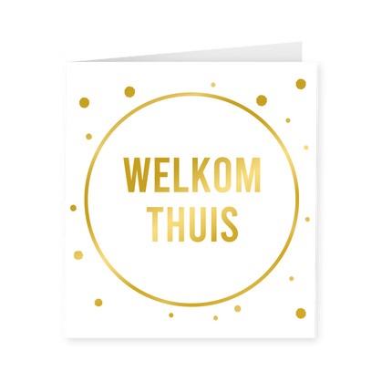 Kaart Welkom Thuis Goud Wit 15cm van Paper Dreams koop je bij Partywinkel