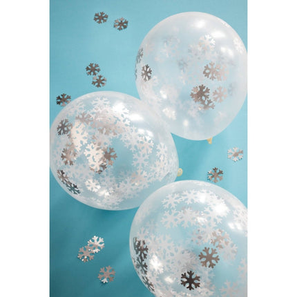 Kerst Confetti Ballon Sneeuwvlokken 30cm 4st van Folat koop je bij Partywinkel