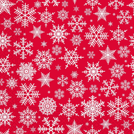 Kerst Servetten Rood Sneeuwvlok 33cm 20st van Procos koop je bij Partywinkel