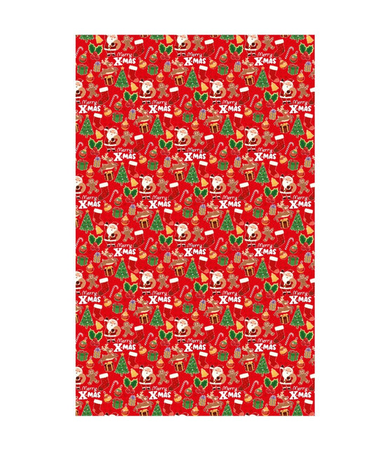 Kerst Tafelkleed Rood Kerstfiguren 2,74m van Paper Dreams koop je bij Partywinkel