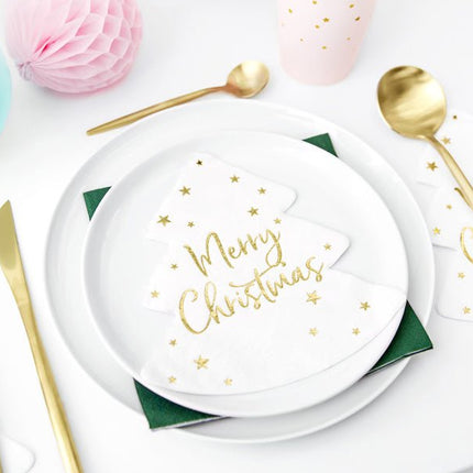 Kerstboom Servetten Merry Christmas 16cm 20st van Partydeco koop je bij Partywinkel