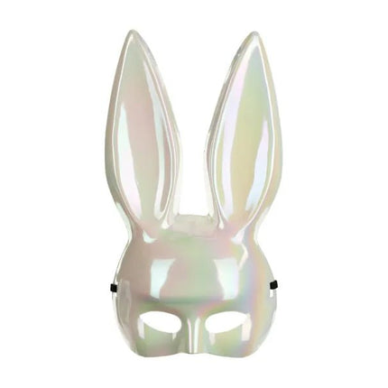 Konijnenoren Masker Wit Iriserend van Partydeco koop je bij Partywinkel