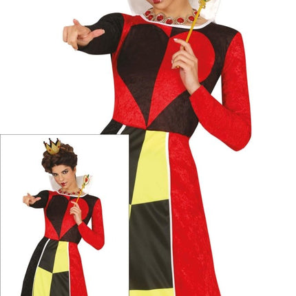 Koningin Jurk Zwart Rood Dames Harten van Fiestas Guirca koop je bij Partywinkel