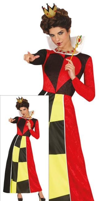 Koningin Jurk Zwart Rood Dames Harten van Fiestas Guirca koop je bij Partywinkel