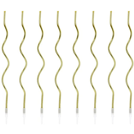 Krulkaarsen Goud 14cm 8st van Partydeco koop je bij Partywinkel