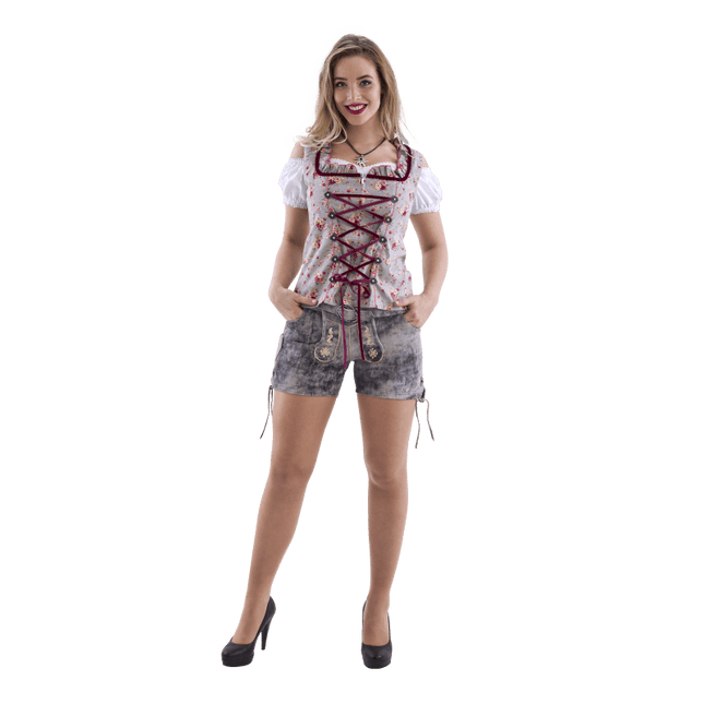 Lederhose Grijs Dames Kort van Haus Huberts koop je bij Partywinkel