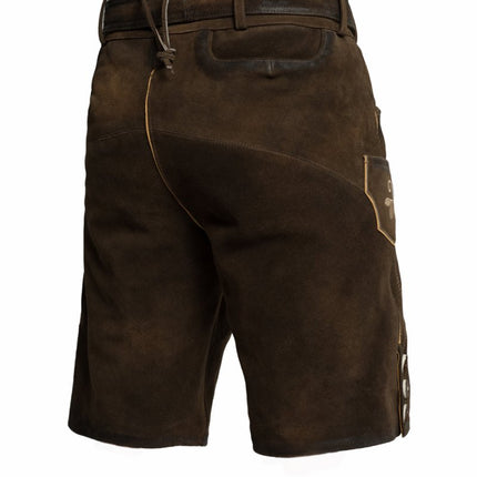 Lederhose Leer Kort Bruin en Riem van Tannhauser koop je bij Partywinkel