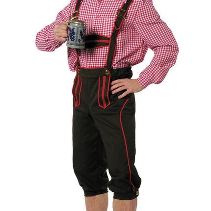 Lederhose Zwart Rood Heren van Wilbers & Wilbers koop je bij Partywinkel