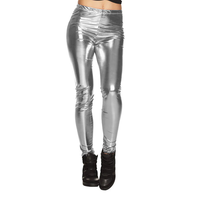 Legging Metallic Zilver van Boland koop je bij Partywinkel