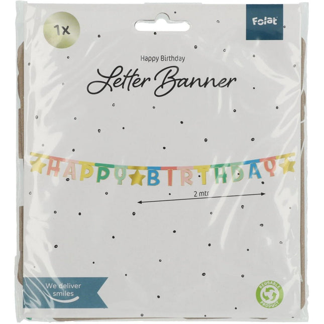 Letter Slinger Happy Birthday Ster 1,6m van Folat koop je bij Partywinkel