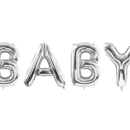 Letterballon Set Baby Zilver Leeg 2,62m van Partydeco koop je bij Partywinkel