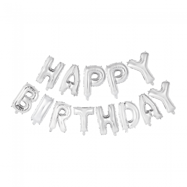 Letterballon Set Happy Birthday Zilver van WeFiesta koop je bij Partywinkel