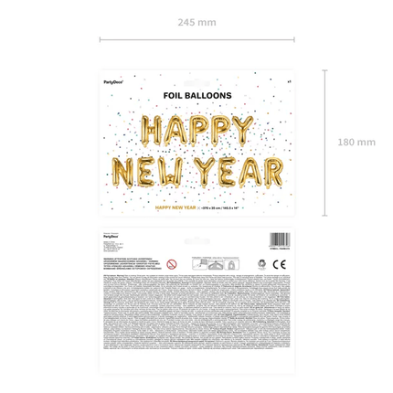 Letterballon Set Happy New Year Goud Leeg 4,22m van Partydeco koop je bij Partywinkel