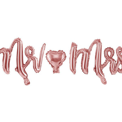 Letterballon Set Mr Mrs Rose Goud Leeg 1,25m van Partydeco koop je bij Partywinkel