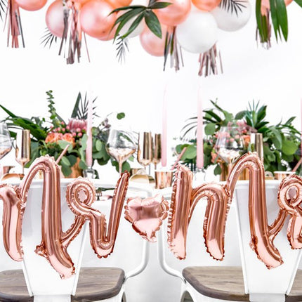 Letterballon Set Mr Mrs Rose Goud Leeg 1,25m van Partydeco koop je bij Partywinkel