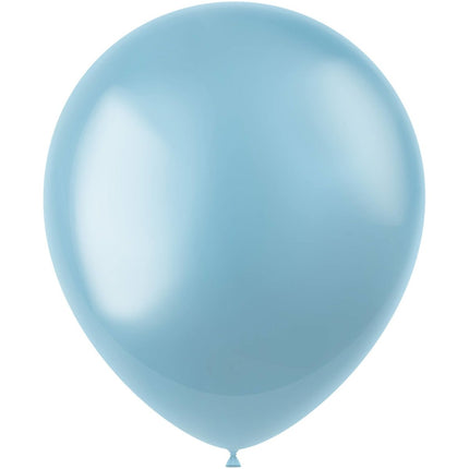 Lichtblauwe Ballonnen Metallic Sky Blue 33cm 10st van Folat koop je bij Partywinkel