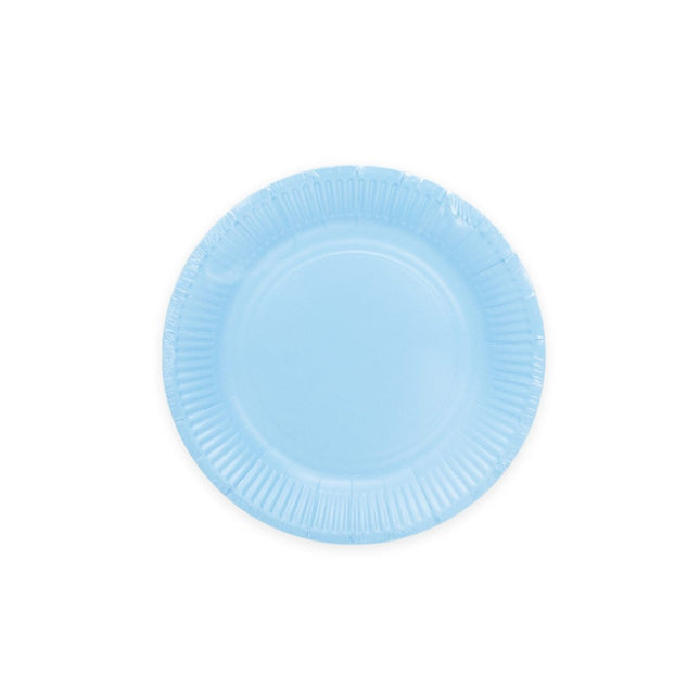 Lichtblauwe Borden Papier 18cm 20st van WeFiesta koop je bij Partywinkel