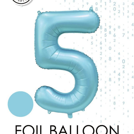 Lichtblauwe Cijfer Ballon 5 Jaar Glans 86cm van WeFiesta koop je bij Partywinkel