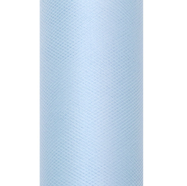 Lichtblauwe Tule Rol 30cm 9m van Partydeco koop je bij Partywinkel