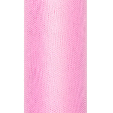 Lichtroze Tule Rol 30cm 9m van Partydeco koop je bij Partywinkel