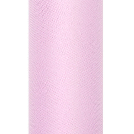 Lichtroze Tule Rol Pastel 30cm 9m van Partydeco koop je bij Partywinkel