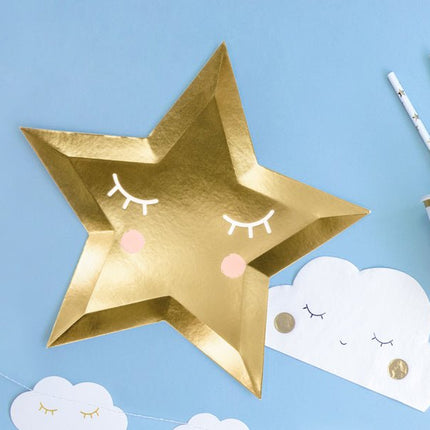 Little Star Star Borden Goud 27cm 6st van Partydeco koop je bij Partywinkel